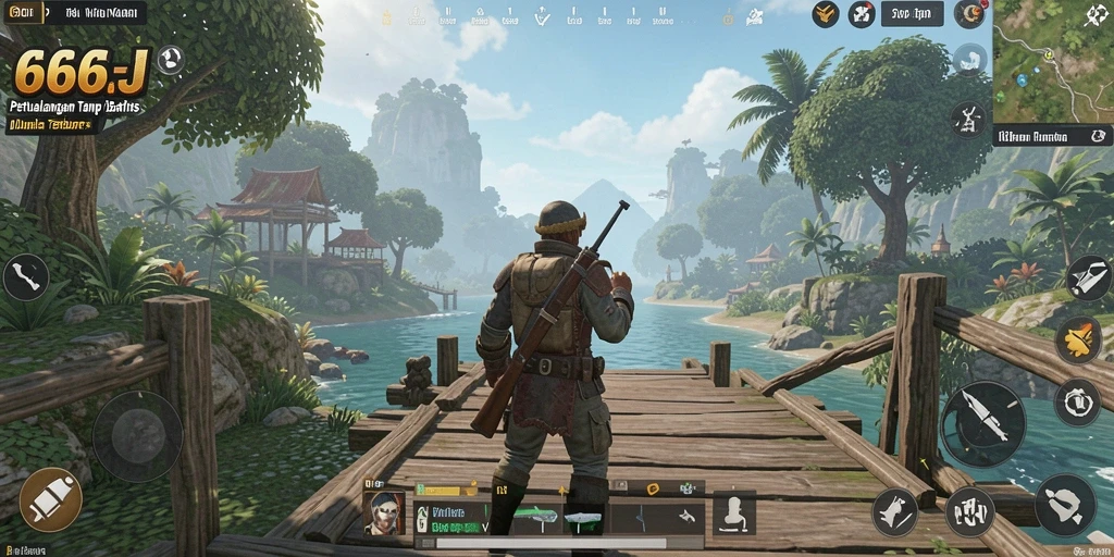 Tampilan gameplay 666J dalam dunia terbuka yang menakjubkan.