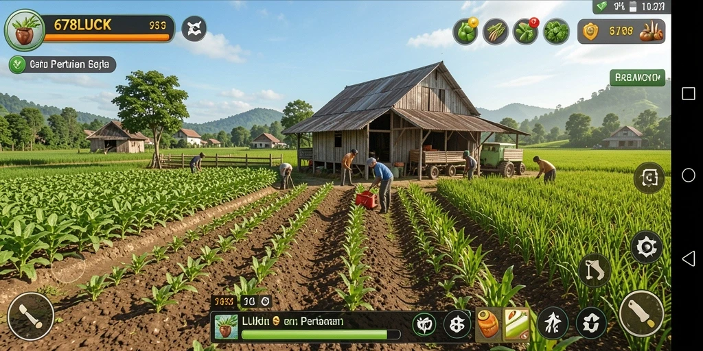 Screenshot gameplay 678LUCK menampilkan aktivitas bertani yang seru dan mengasyikkan.