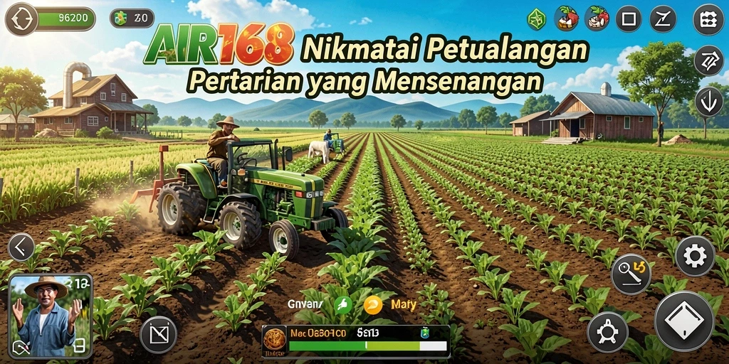 Tampilan screenshot game AIR168 yang menunjukkan ladang subur dan tanaman yang berkembang.