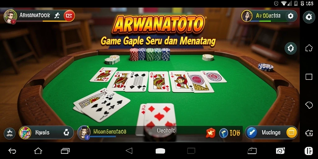 Tangkapan layar utama ARWANATOTO menunjukkan gameplay Gaple yang menarik dan interaktif.