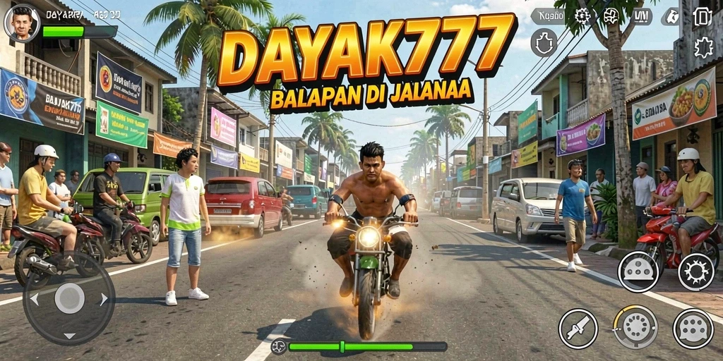 Tampilan gameplay balapan intens dan mendebarkan di DAYAK777.