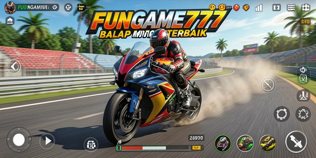 Gameplay balap motor yang seru dan mendebarkan.