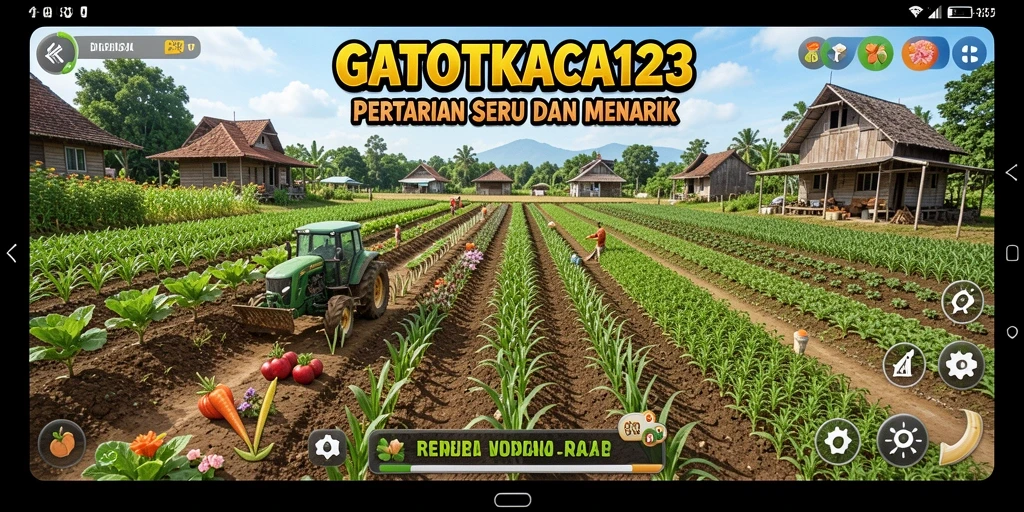 Screenshot utama GATOTKACA123 menampilkan gameplay bertani yang seru.