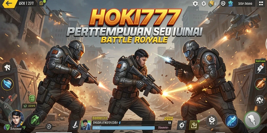 Gameplay seru HOKI777 di arena Battle Royale.