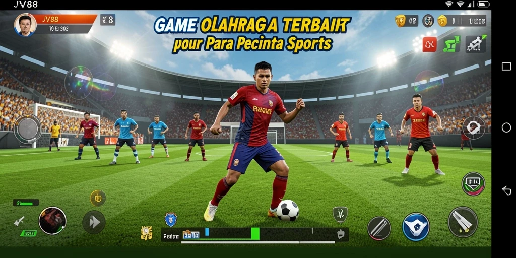 Tangkapan layar gameplay seru dari JV88 yang menampilkan aksi olahraga.