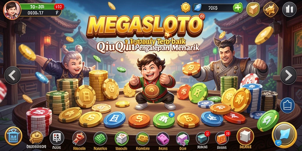 Tampilan gameplay seru dari MEGASLOTO yang menampilkan pertandingan QiuQiu.