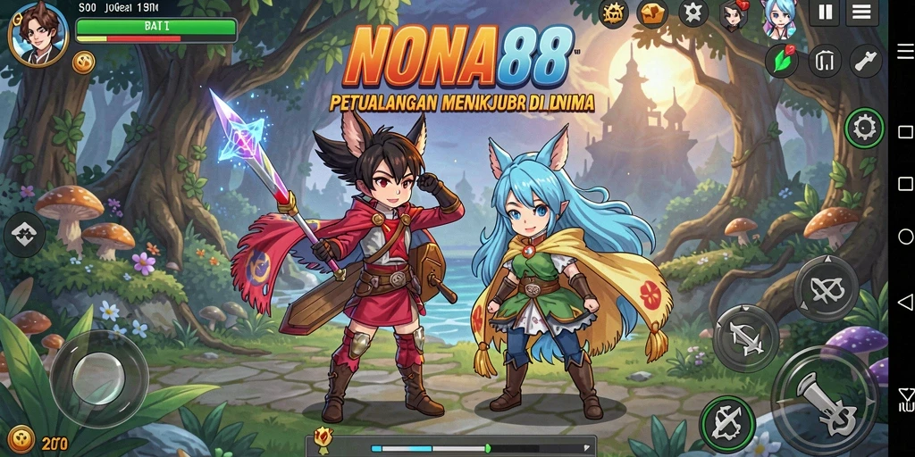 Gameplay seru NONA88 dengan karakter anime ikonik.