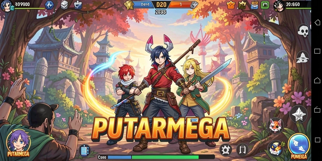Gameplay PUTARMEGA yang penuh warna dan menarik.