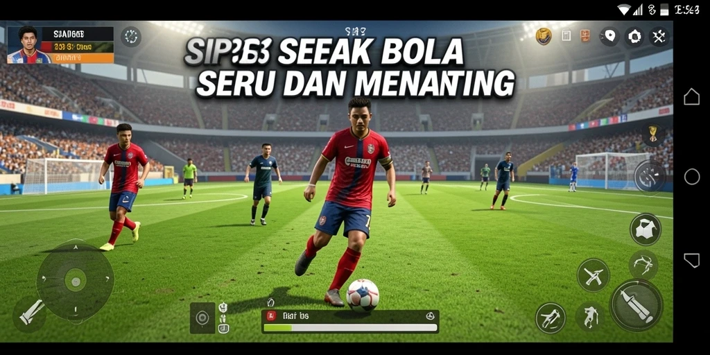 Screenshot utama SIP33 menampilkan aksi seru di lapangan sepak bola.