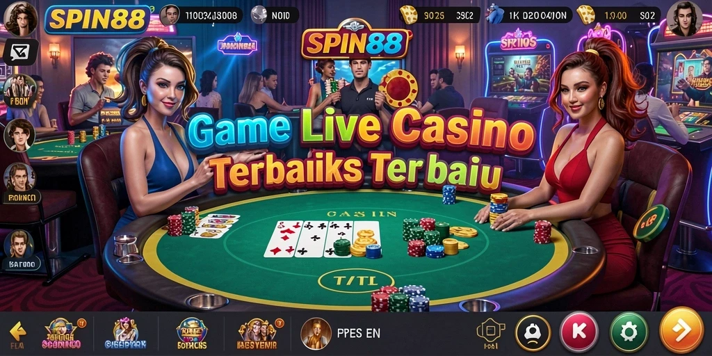 Tampilan gameplay Live Casino yang mendebarkan di SPIN88.