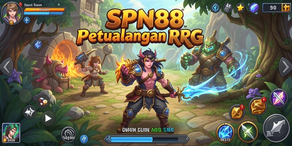 Screenshot utama menampilkan karakter beraksi dalam pertempuran RPG yang menegangkan.